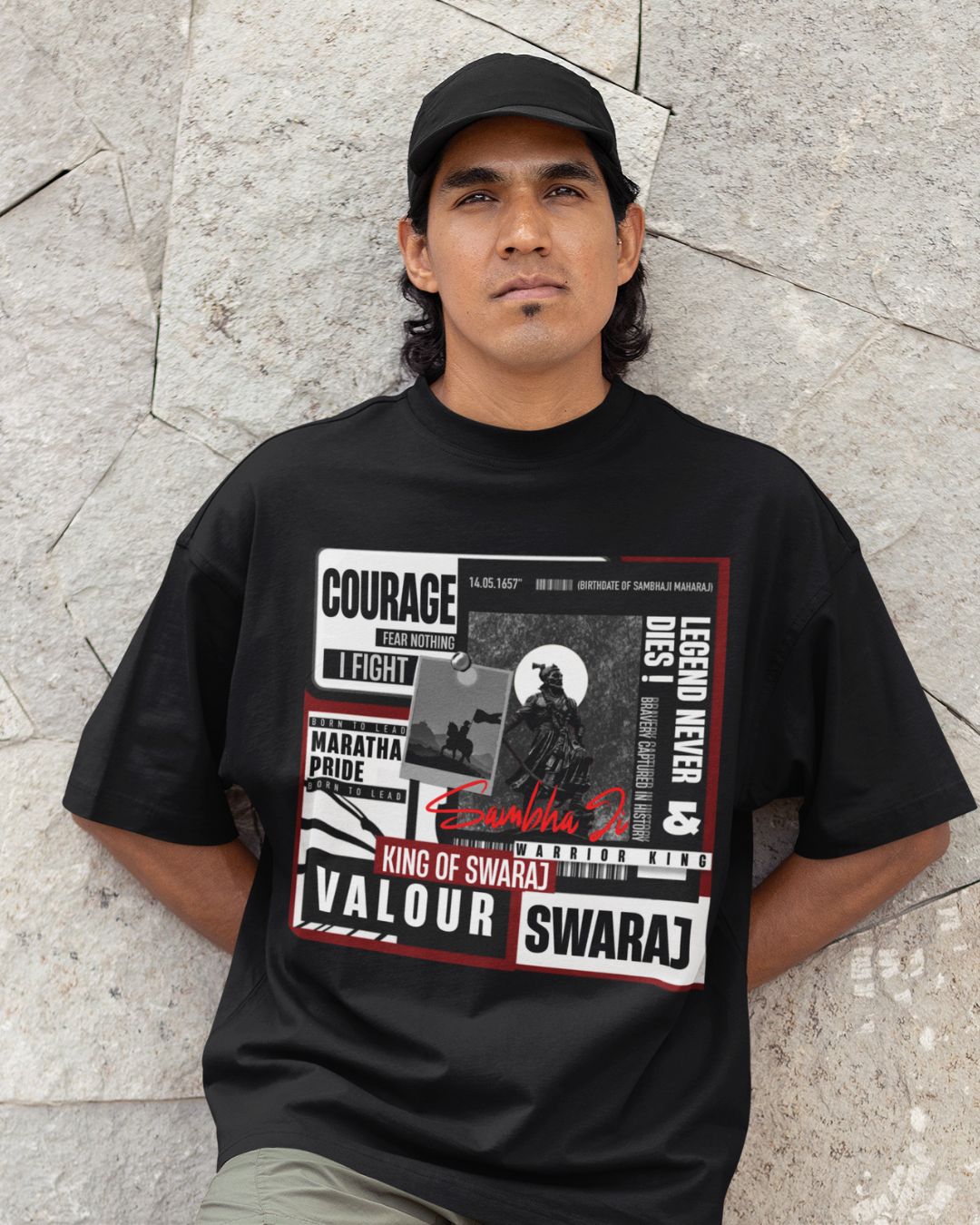 MARATHA PRIDE SAMBHAJI MAHARAJ FRONT PRINT UNISEX TSHIRT