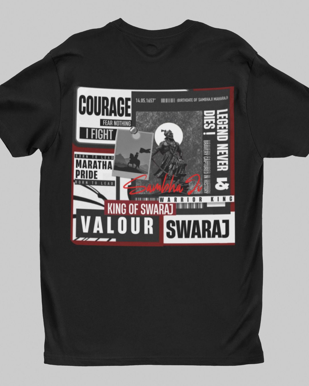 MARATHA PRIDE SAMBHAJI MAHARAJ BACK PRINT UNISEX TSHIRT