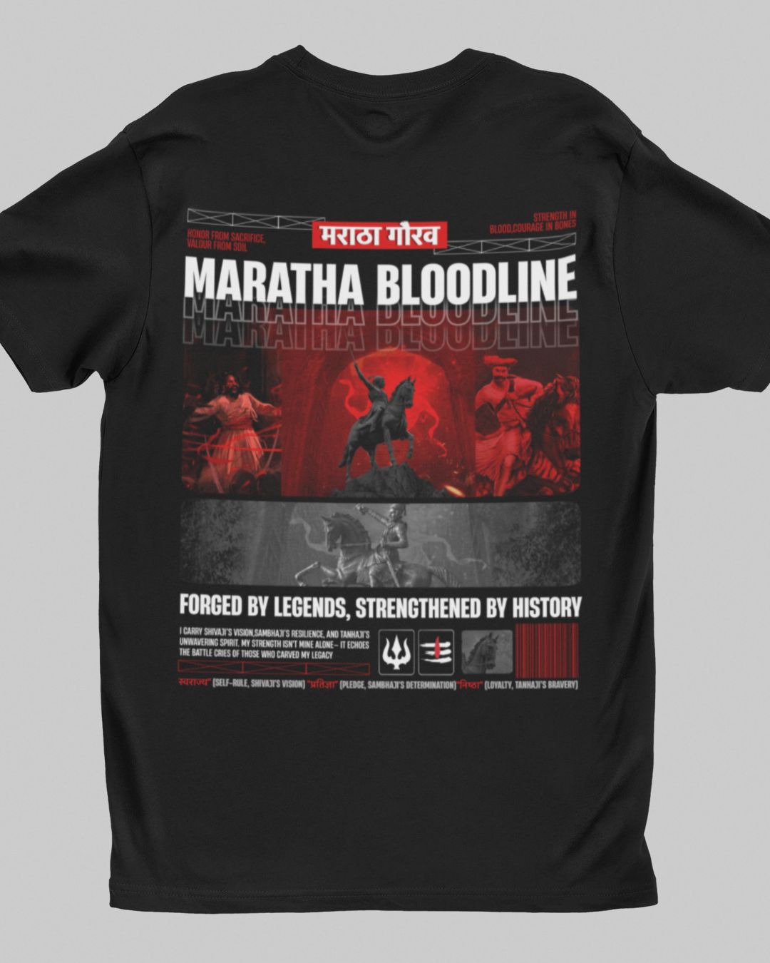 MARATHA BLOODLINE MARATHA GAURAV BACK PRINT UNISEX TSHIRT