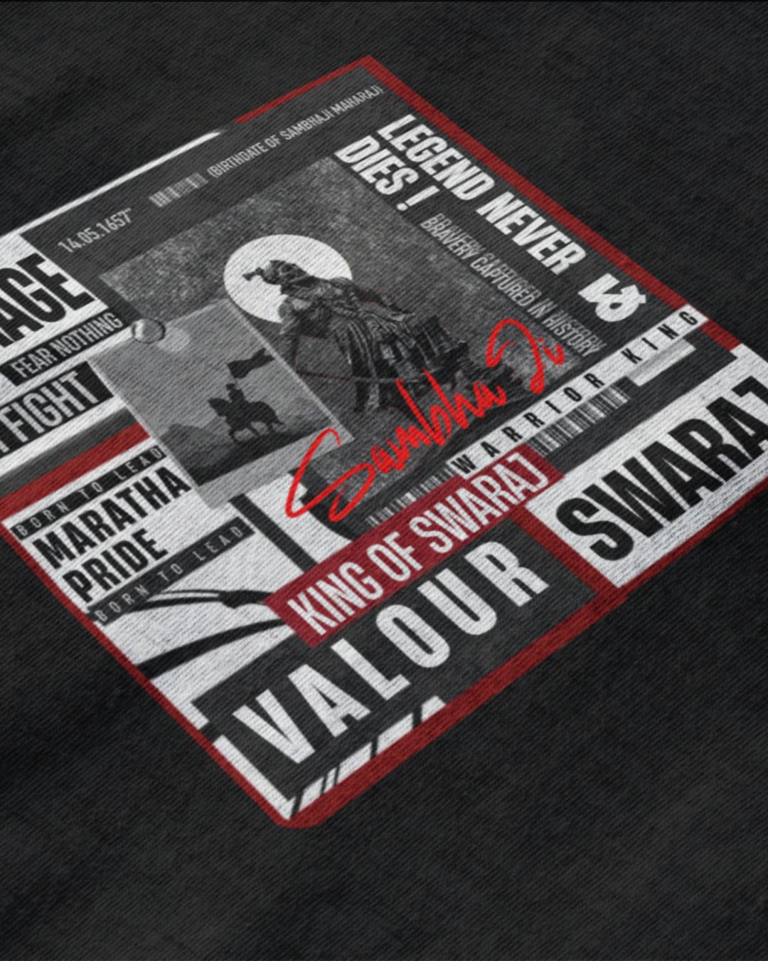MARATHA PRIDE SAMBHAJI MAHARAJ BACK PRINT UNISEX TSHIRT