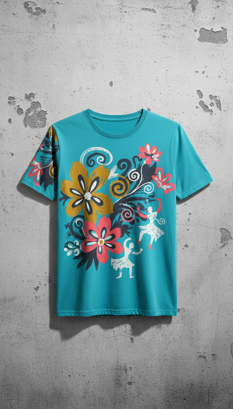 Turquoise Bollywood mashup t-shirt