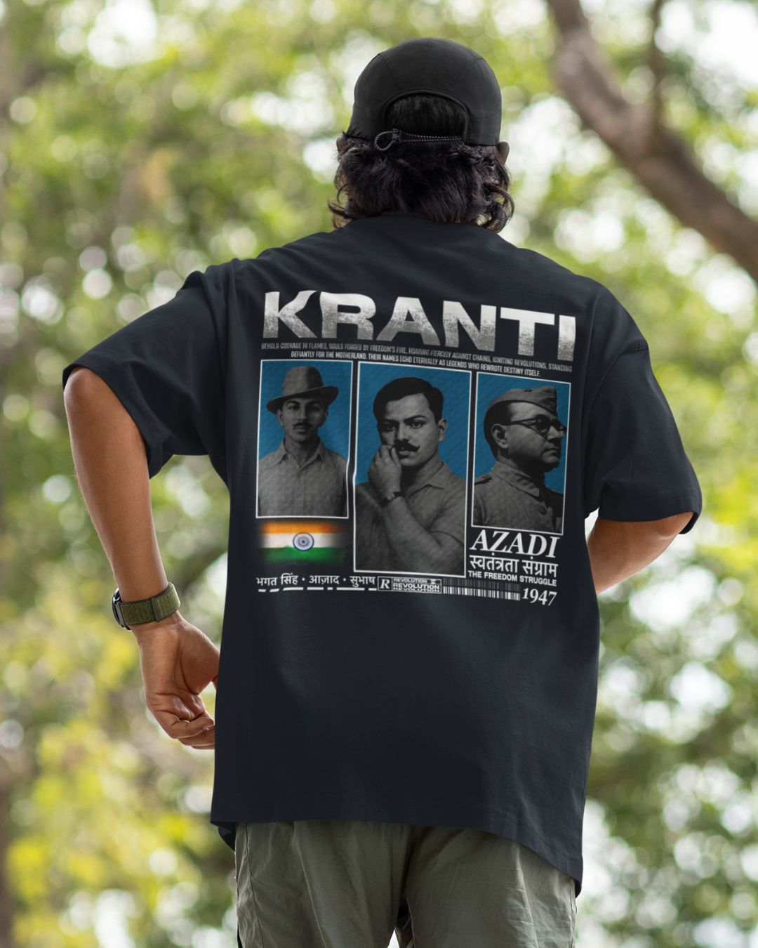 AZADI KA KRANTI BACKPRINT UNISEX TSHIRT