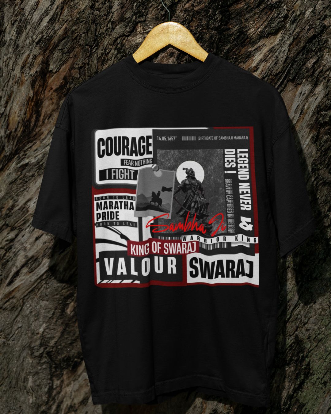 MARATHA PRIDE SAMBHAJI MAHARAJ FRONT PRINT UNISEX TSHIRT