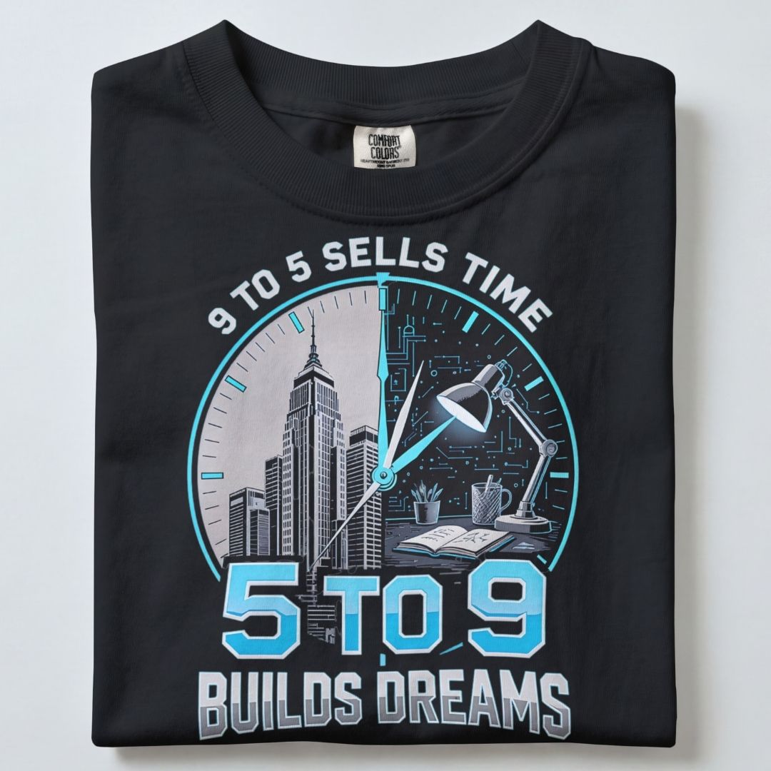 9 TO 5 SELLS TIME 5 TO 9 BUILDS DREAMS UNISEX TSHIRT