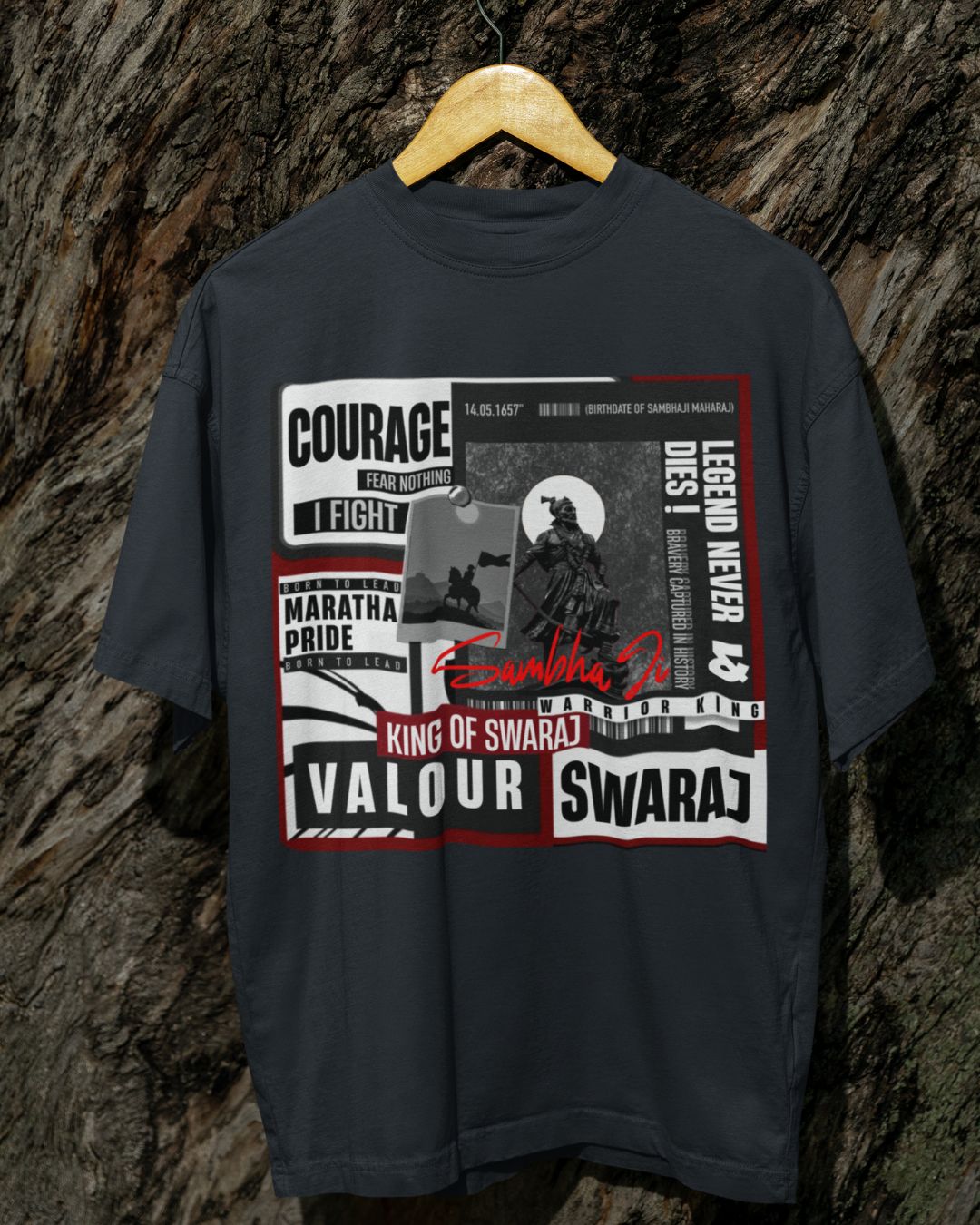 MARATHA PRIDE SAMBHAJI MAHARAJ FRONT PRINT UNISEX TSHIRT