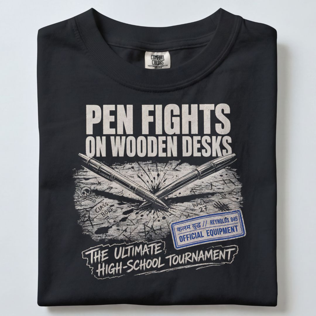 PEN FIGHTS ON WOODEN DESKS UNISEX TSHIRT