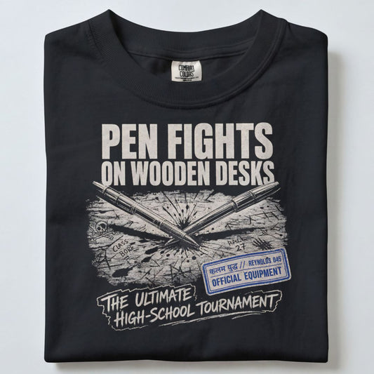 PEN FIGHTS ON WOODEN DESKS UNISEX TSHIRT