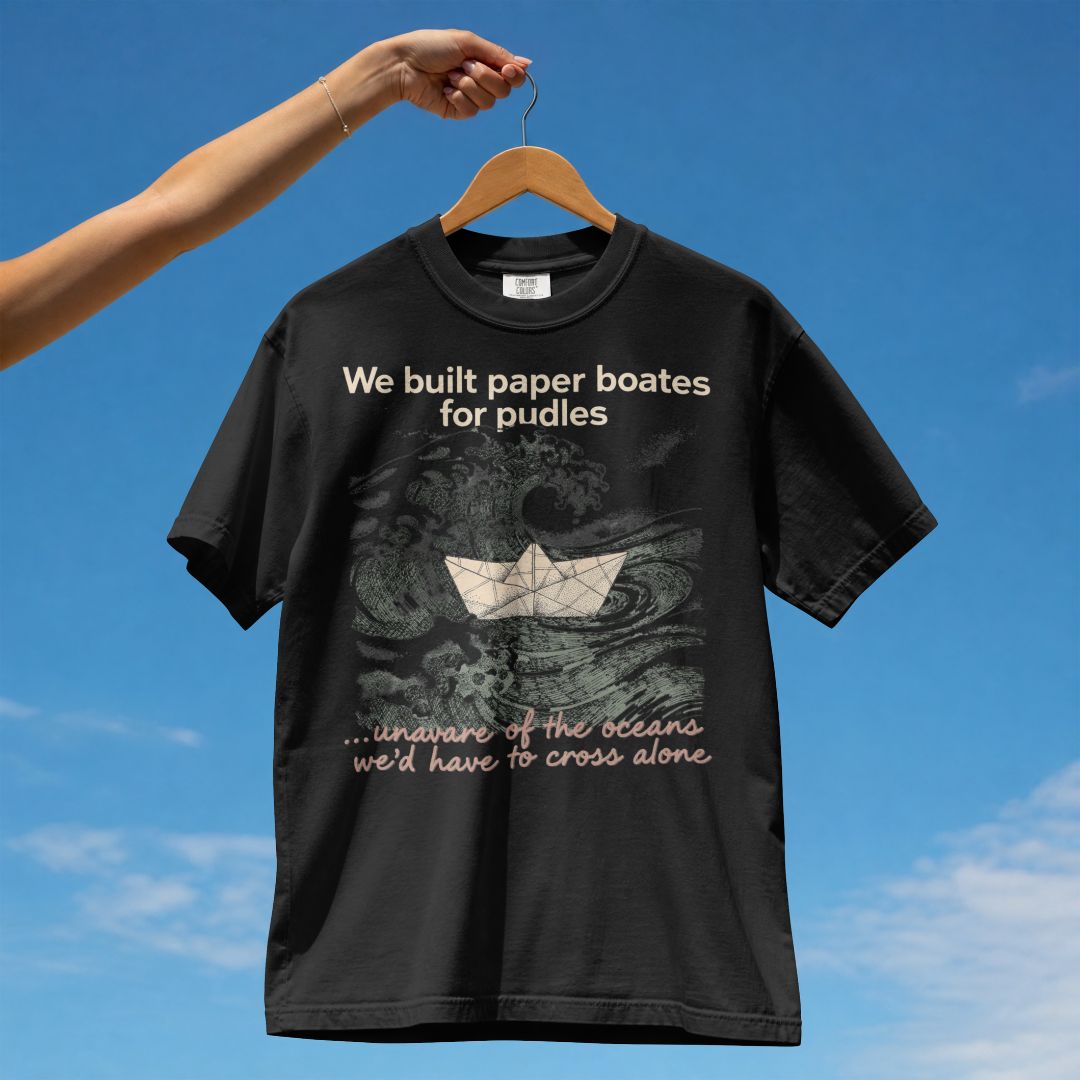 WE BUILT PAPER BOATS UNISEX TSHIRT