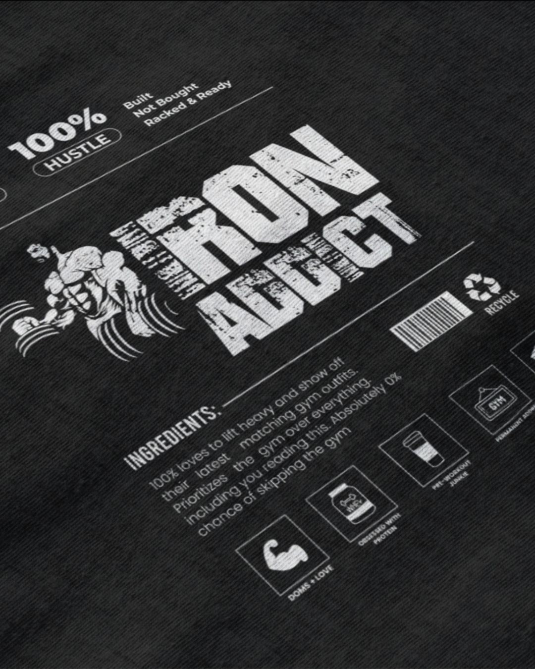 IRON ADDICT BACK PRINT OVERSIZE UNISEX TSHIRT