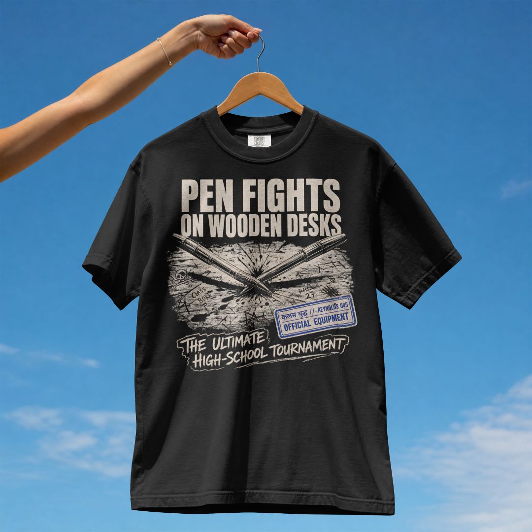 PEN FIGHTS ON WOODEN DESKS UNISEX TSHIRT