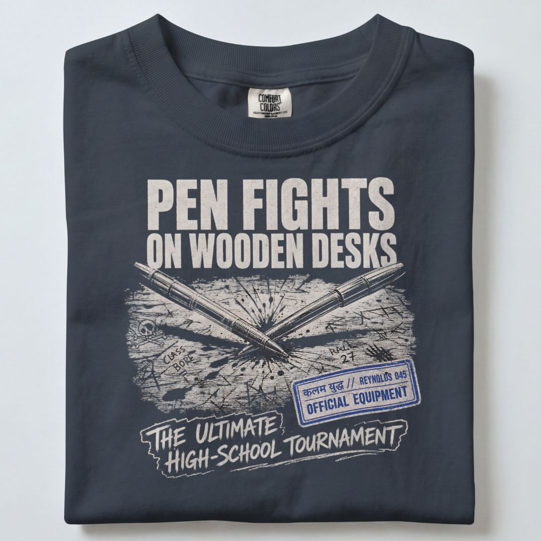 PEN FIGHTS ON WOODEN DESKS UNISEX TSHIRT