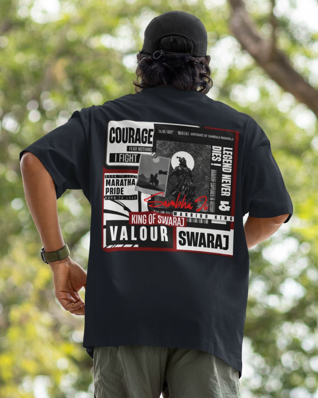 MARATHA PRIDE SAMBHAJI MAHARAJ BACK PRINT UNISEX TSHIRT