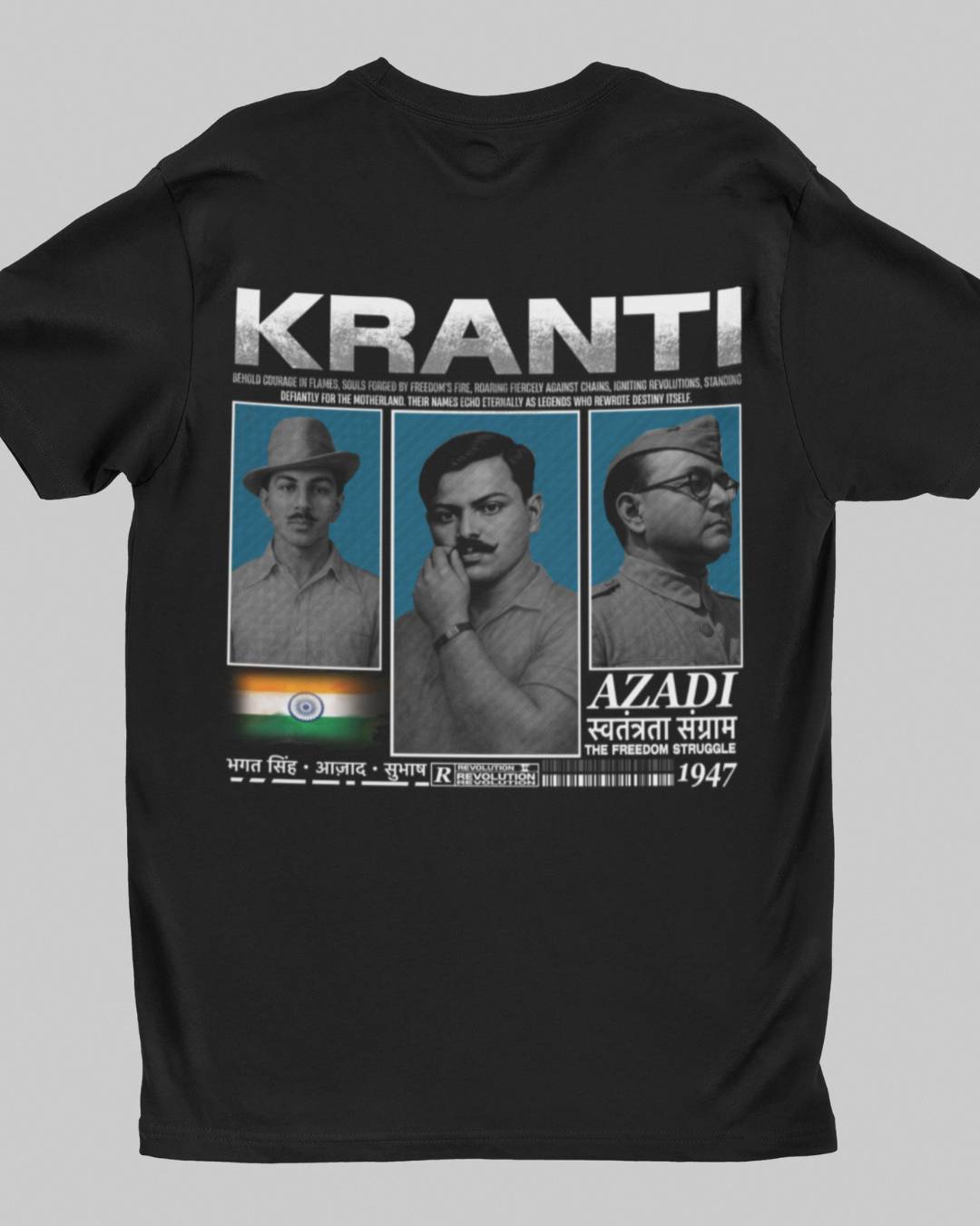 AZADI KA KRANTI BACKPRINT UNISEX TSHIRT