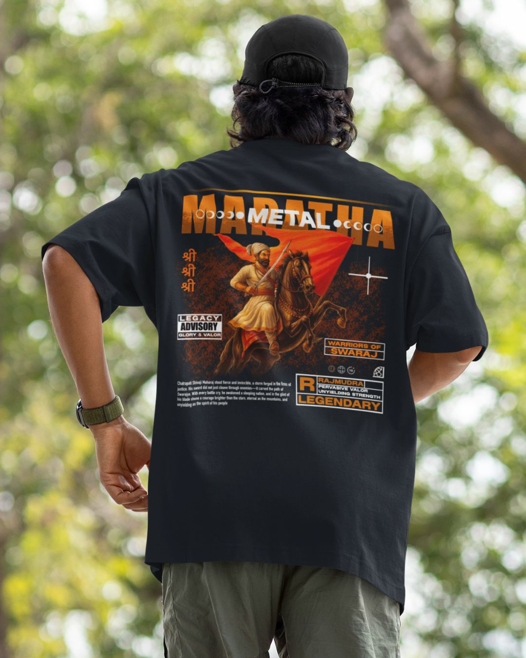 MARATHA MEDAL THE LEGACY OF SHIVAJI MAHARAJ BACK PRINT UNISEX TSHIRT