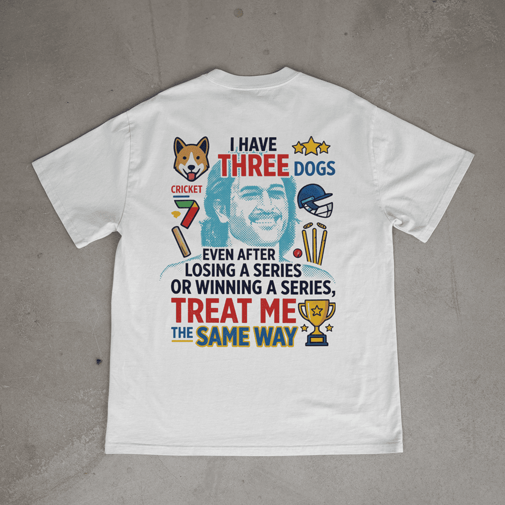 I HAVE THREE DOGS AT HOME MS DHONI TSHIRT