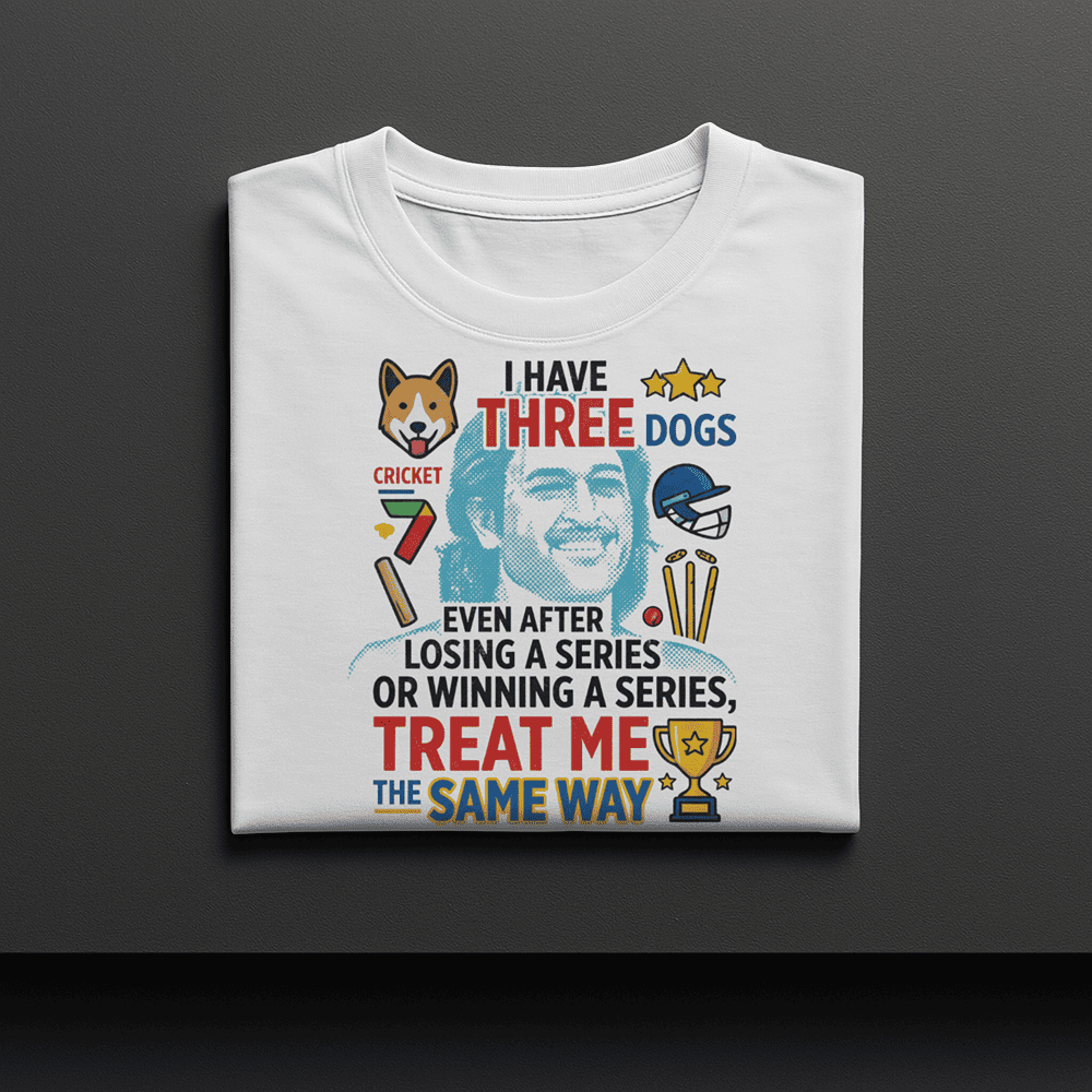 I HAVE THREE DOGS AT HOME MS DHONI TSHIRT