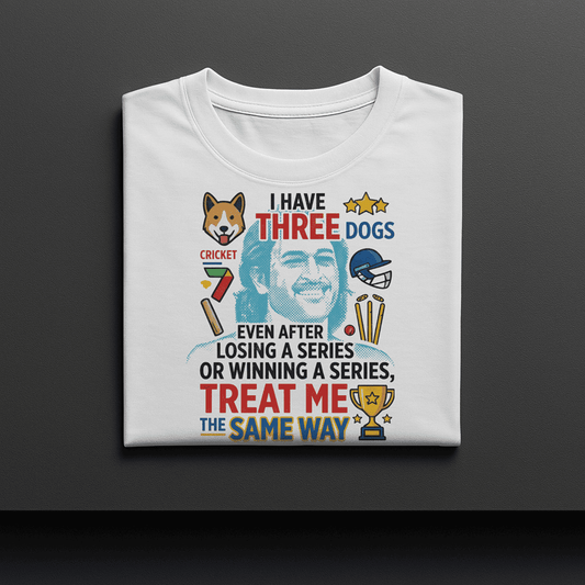 I HAVE THREE DOGS AT HOME MS DHONI TSHIRT