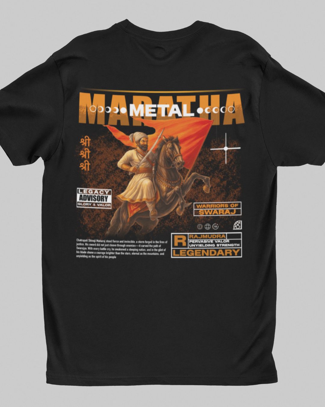 MARATHA MEDAL THE LEGACY OF SHIVAJI MAHARAJ BACK PRINT UNISEX TSHIRT