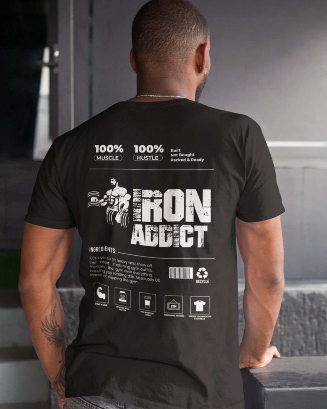 IRON ADDICT BACK PRINT OVERSIZE UNISEX TSHIRT